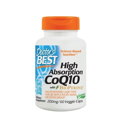 Doctors Best CoQ10 200 mg High Absorption with BioPerine Veggie Capsules, 60 Ea